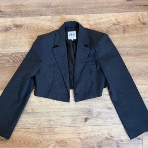 Zara Cropped Pinstripe Blazer